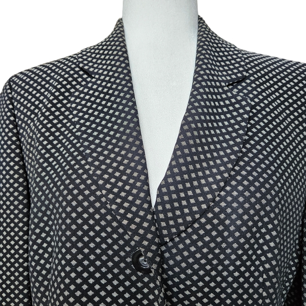 Joseph Janard vintage wool blend skirt suit navy-black silver long jacket sz. 10